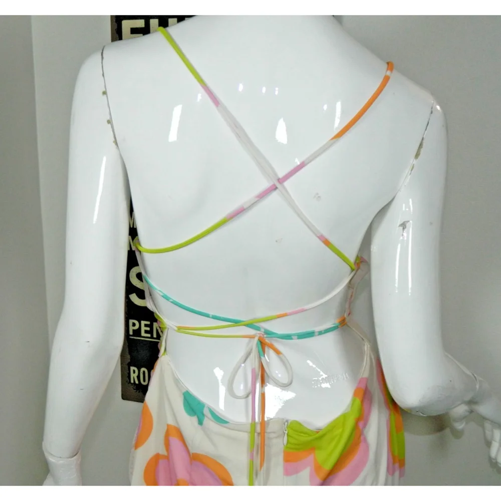 Sabo Dress Size Large (8) Cut-Out Strappy Back‎ Floral Maxi Cayli Bubblegum